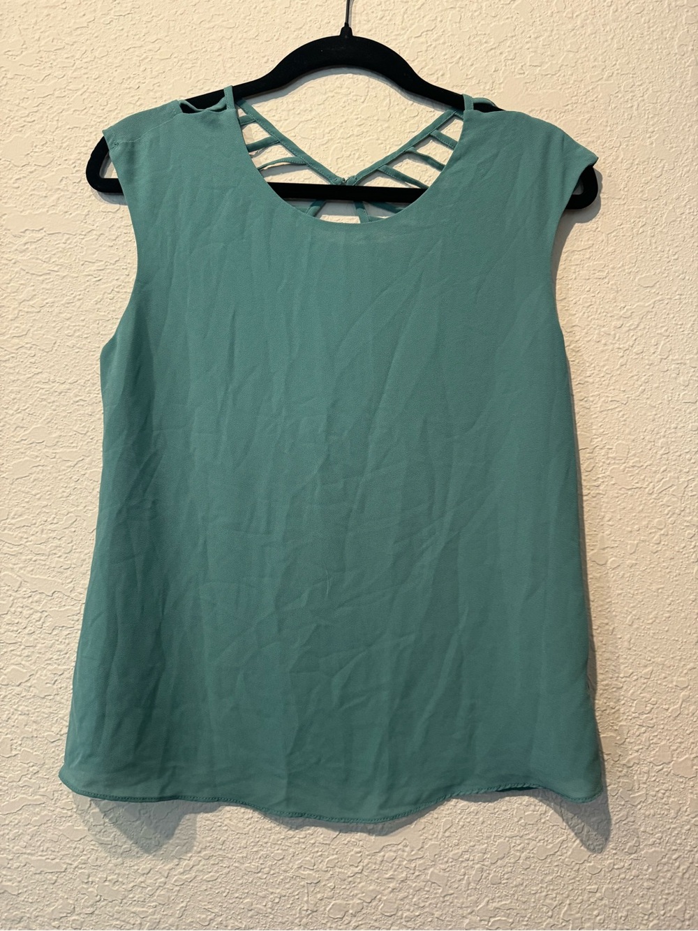Naked Zebra Teal Sleeveless Top with Strappy Crisscross Back